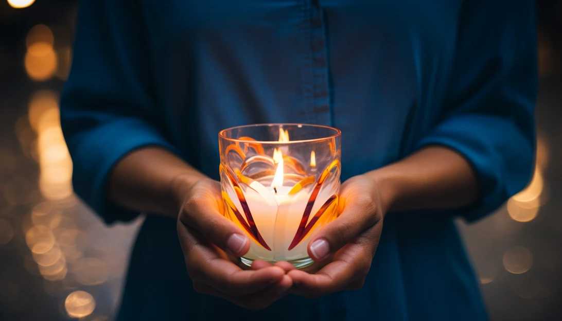 A close-up photo of a transgender person holding a baptismal candle, symbolizing their inclusion in the sacrament. [Taken with Nikon D850]