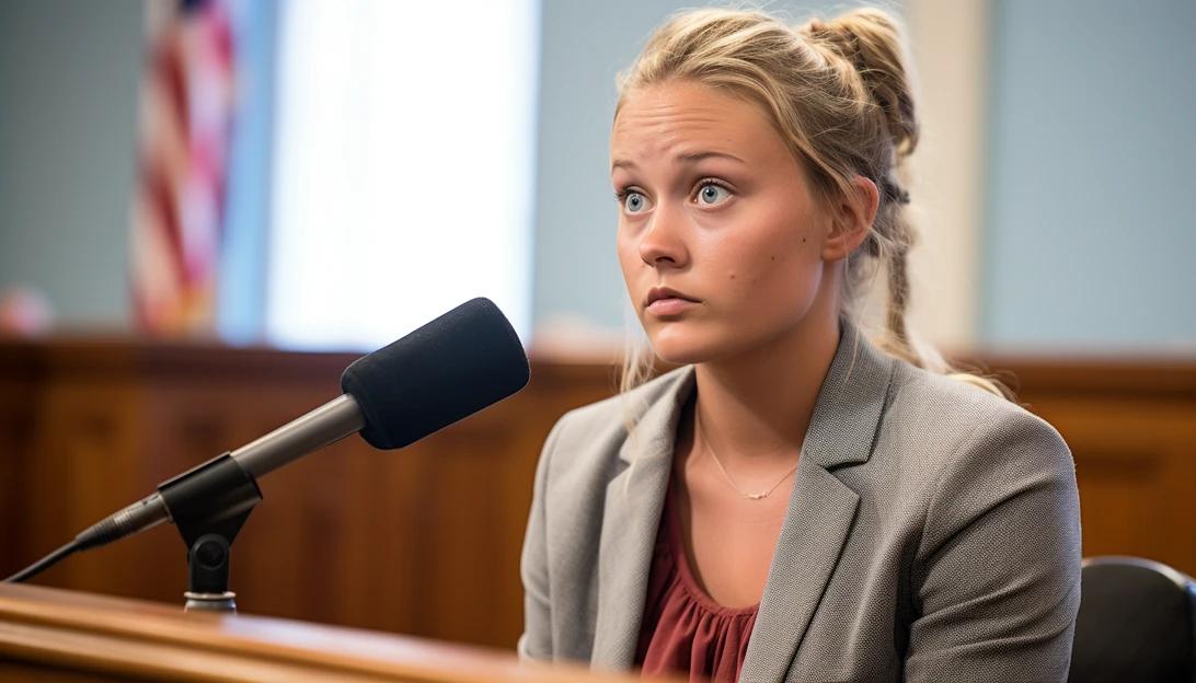Maya Kowalski testifying in court about her experience (taken with Canon EOS 5D Mark IV)