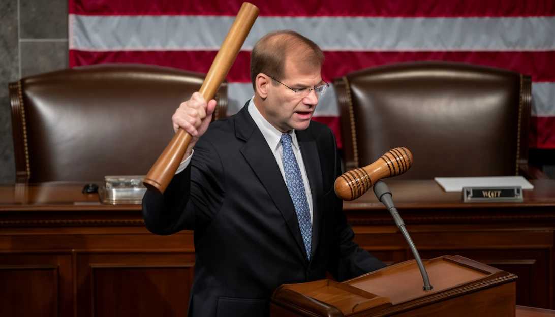 A photo of Representative Jim Jordan, R-Ohio, making a speech on the House floor, taken with a Nikon D850.