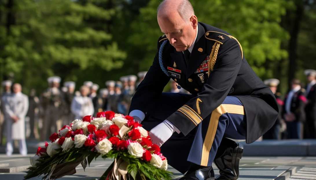 President Joe Biden placing a wreath at the Tomb of the Unknown Soldier at Arlington National Cemetery, taken with a Canon EOS 5D Mark IV.