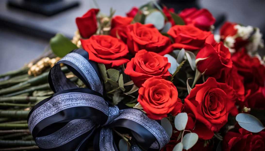 Close-up of the wreath laid in front of the Tomb of the Unknown Soldier, shot with a Sony Alpha a7 III.