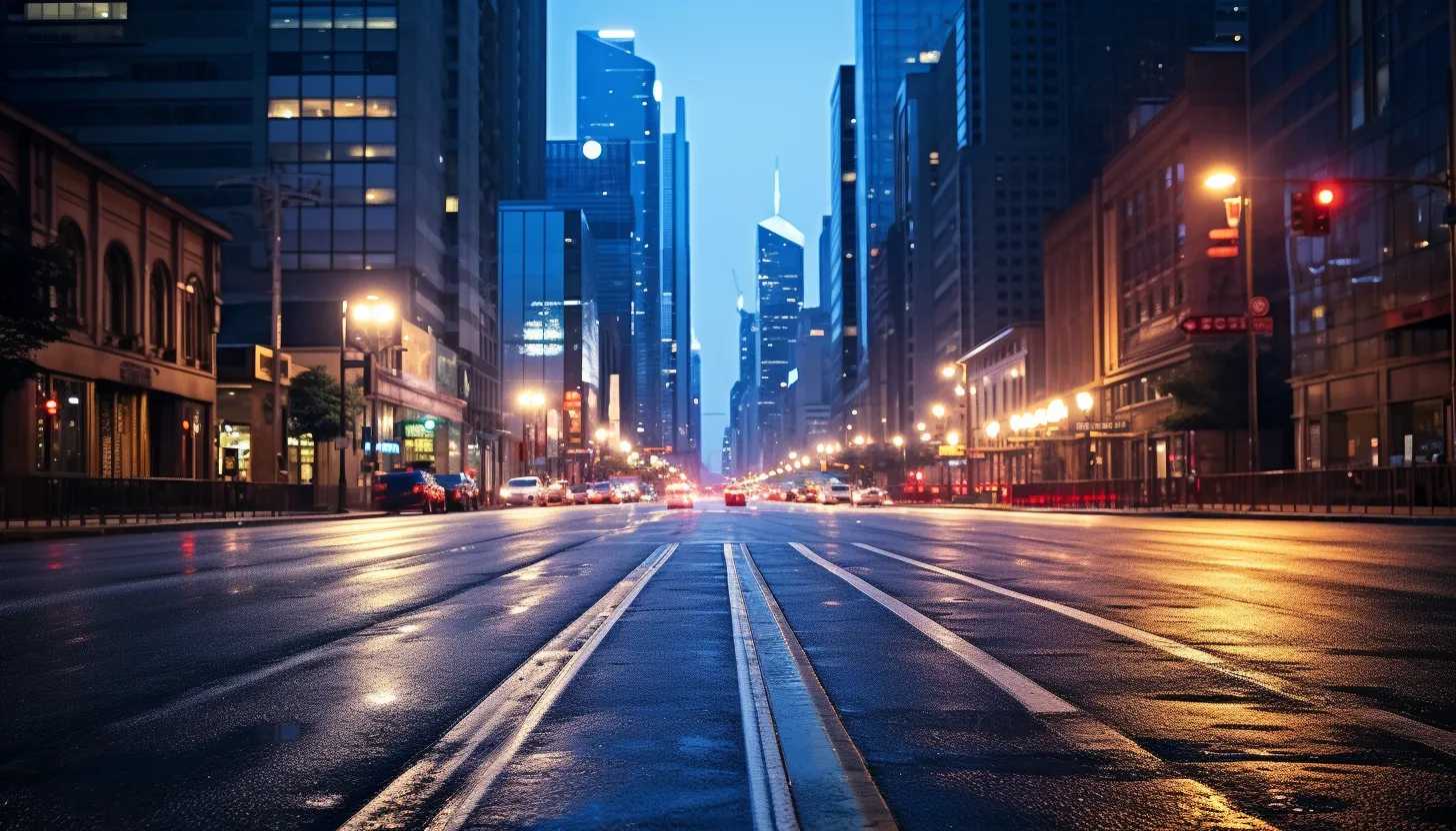 A shot of a deserted Chicago street depicting peace and tranquility, taken with a Canon EOS 5D Mark IV.