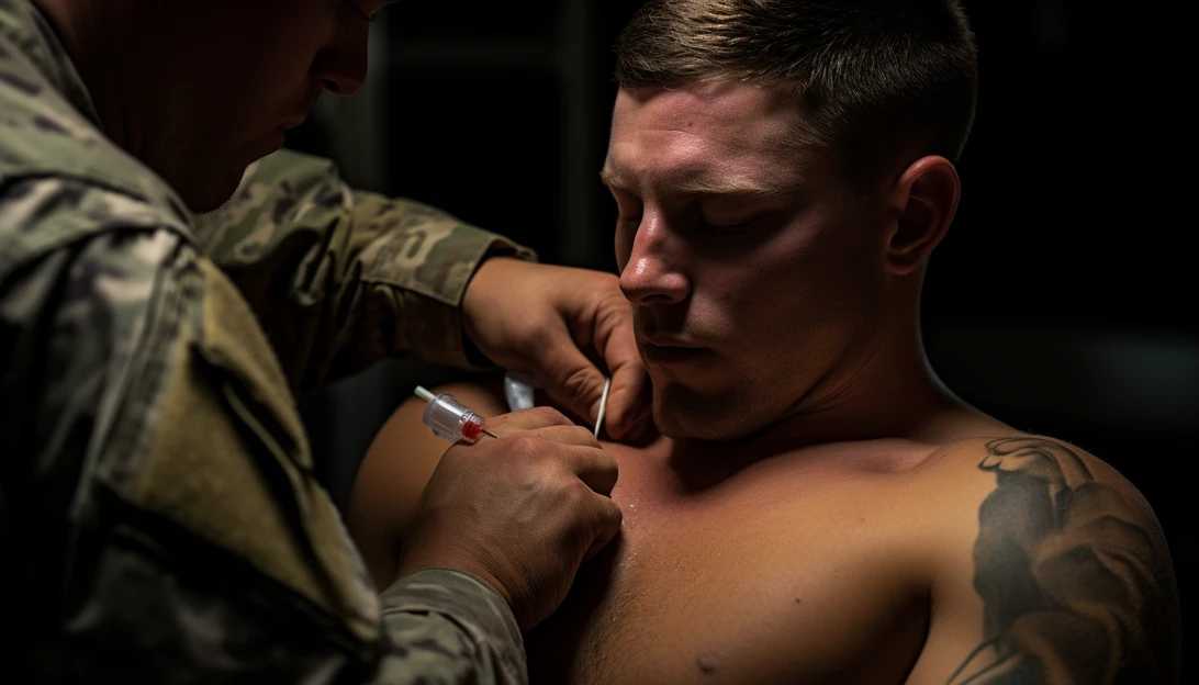 A photo of a soldier receiving the COVID-19 vaccine at Fort Knox, Kentucky. (Taken with a Nikon D850)