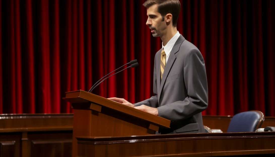 Senator Tom Cotton delivering a passionate speech about the need for a massive retaliation against Iran, captured with a Nikon D850.