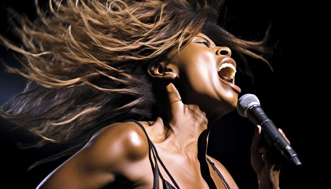 Tina Turner captivating the audience with her powerful vocals during a live concert (taken with Canon EOS 5D Mark IV)