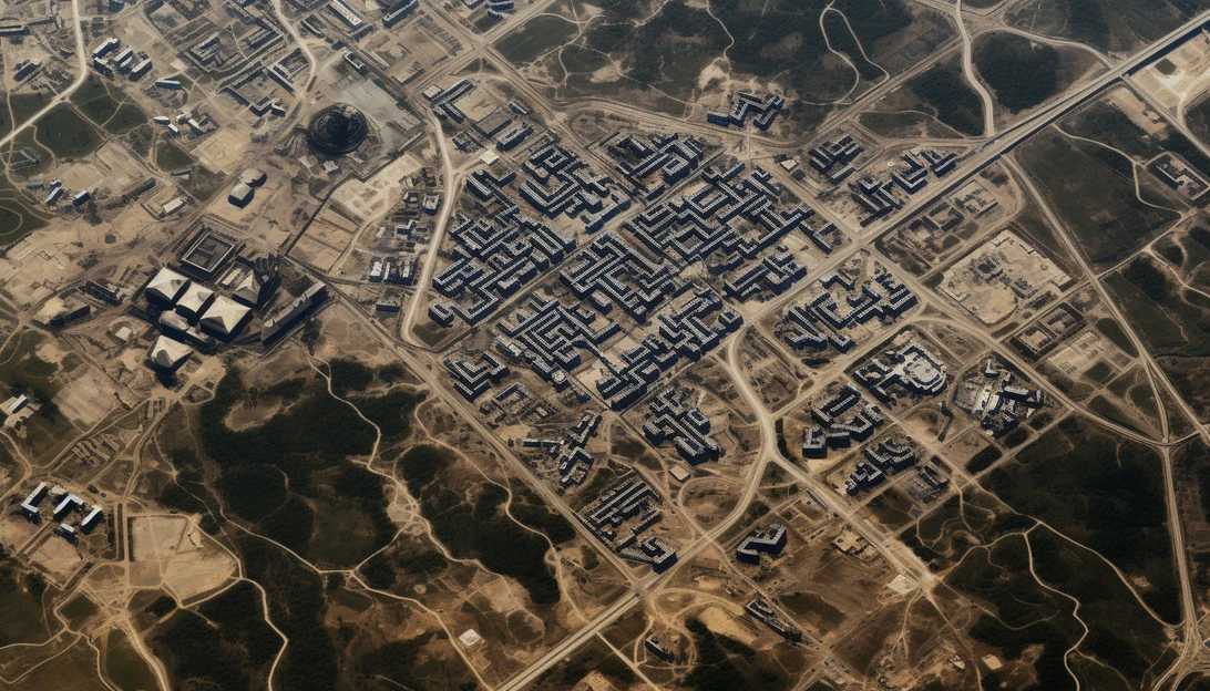 Image prompt: Satellite image capturing Camp Humphreys, the largest overseas U.S. military base in Pyeongtaek, taken with a Nikon D850.