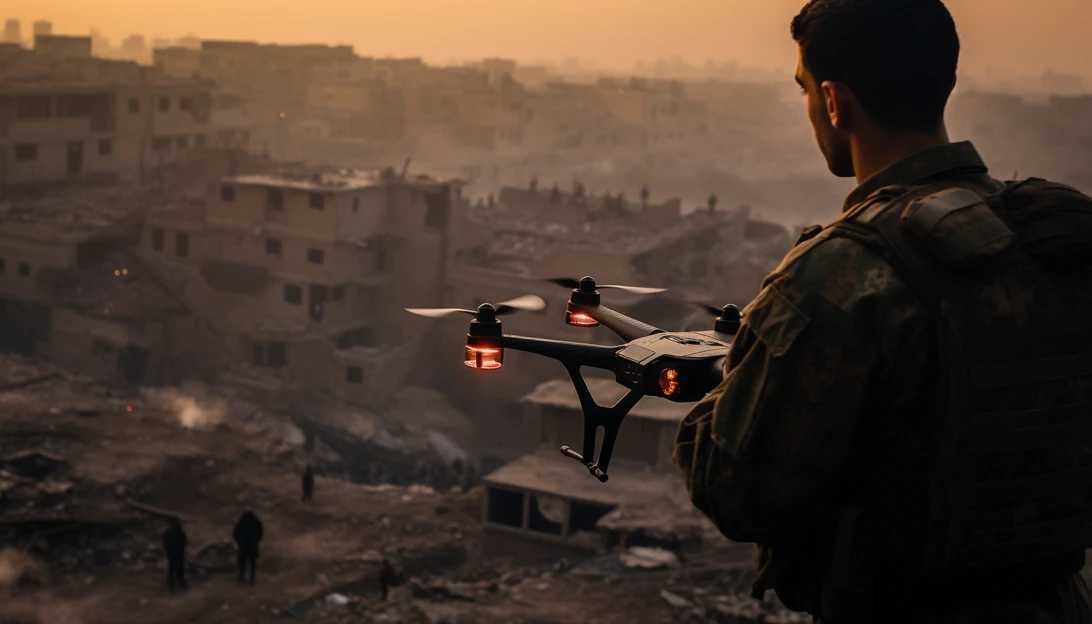 An IDF soldier operating an AI-powered drone during a mission in Gaza. (Taken with Canon EOS R5)
