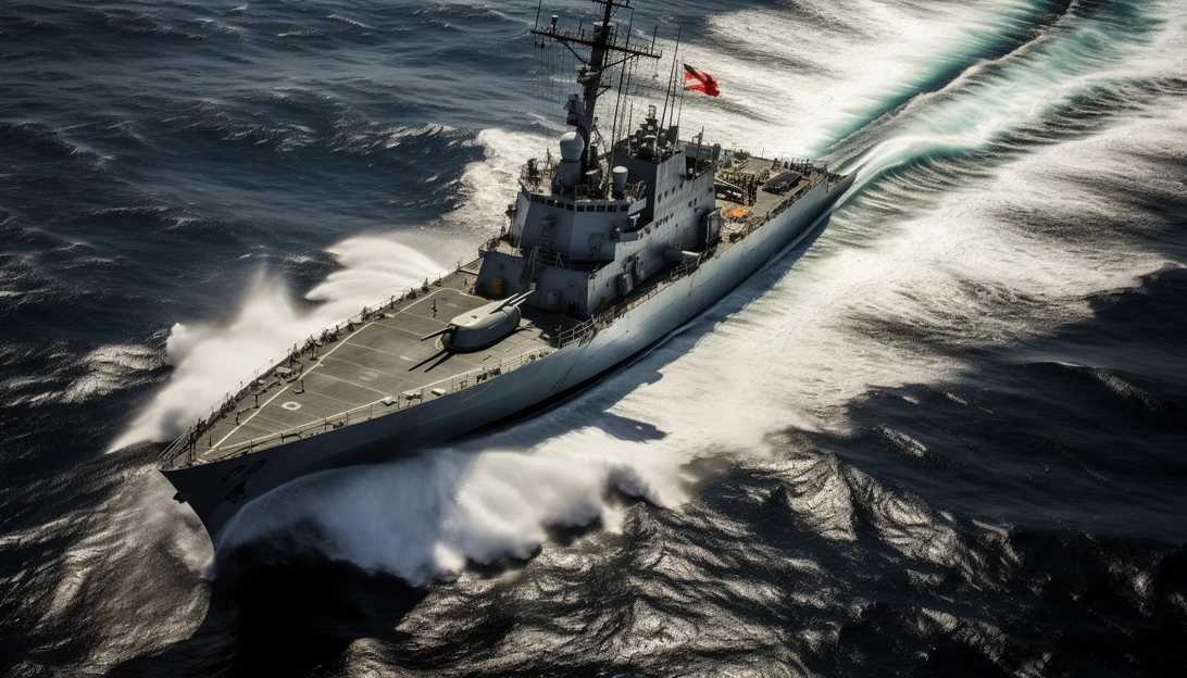 Aerial view of the USS Carney in action, taken with a Nikon D850 camera