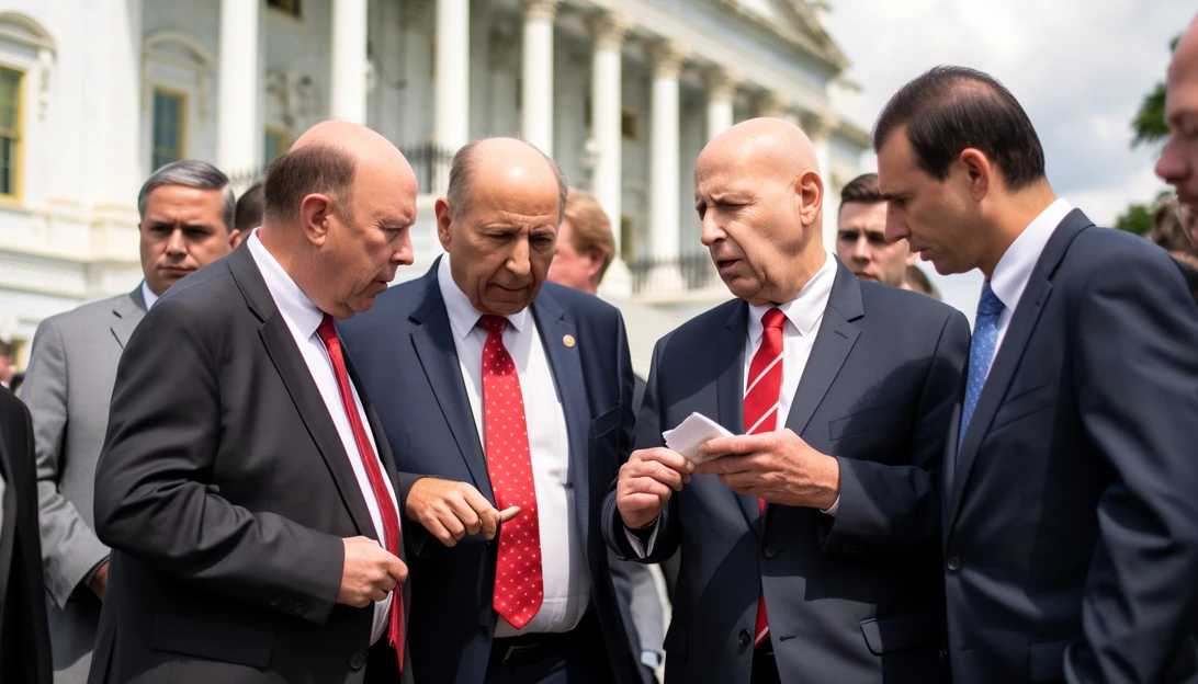 A group of Democratic senators standing outside the White House, deep in conversation about the ongoing Israel-Hamas war. (Taken with a Nikon D850)