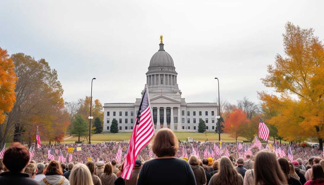 An image of a rally supporting reproductive healthcare rights in Arkansas, captured with a Sony Alpha A7 III.