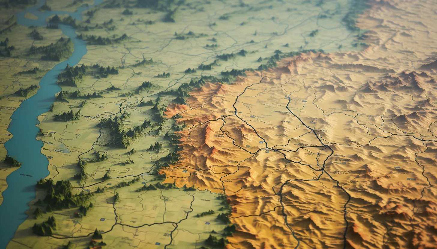 A close-up of a Nigerian map highlighting the Borno state, capturing the terrain's distinction observed under the afternoon sun, taken with a Canon EOS 5D Mark IV.