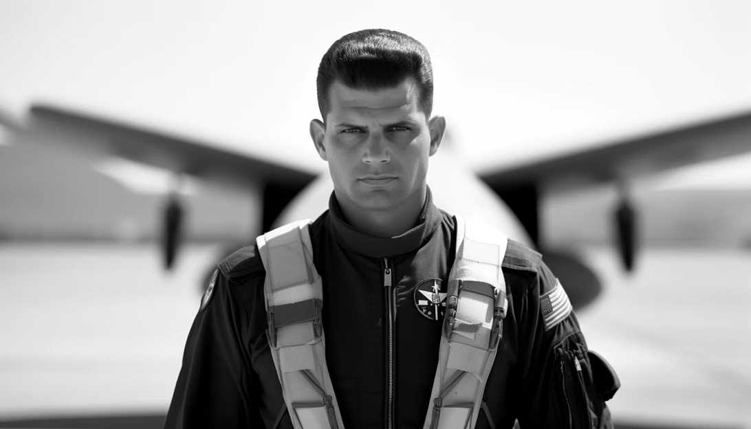 A black and white image of Francis Gary Powers, the pilot of the downed U-2 plane, taken with a Leica M10 camera.