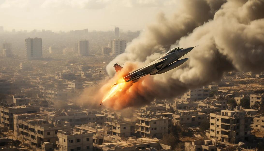 An Israeli fighter jet carrying out airstrikes in the Gaza Strip, taken with a Sony Alpha 7R III.