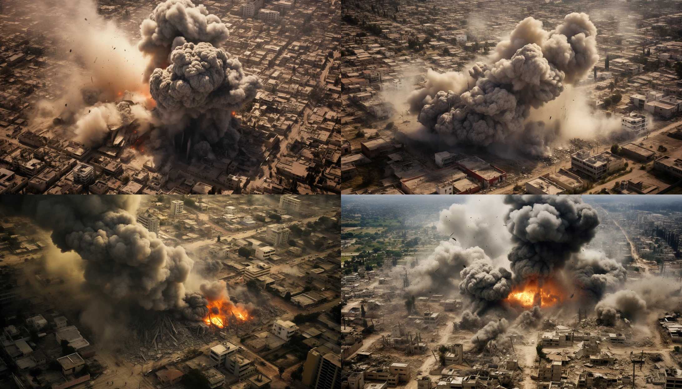 Aerial view of the conflict zone between Israel and Hamas, symbolizing the ongoing violence.