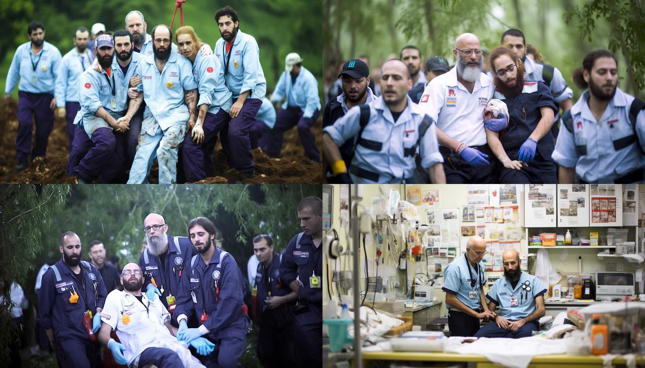 A photo of emergency medical service workers from Magen David Adom, highlighting their selfless efforts in saving lives.