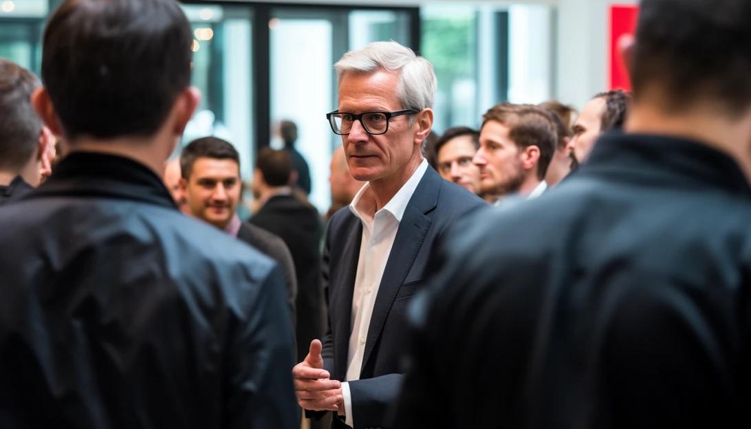 A photo of Tim Cook, CEO of Apple, discussing the potential streaming partnership with Paramount Global. (Taken with a Canon EOS 5D Mark IV)