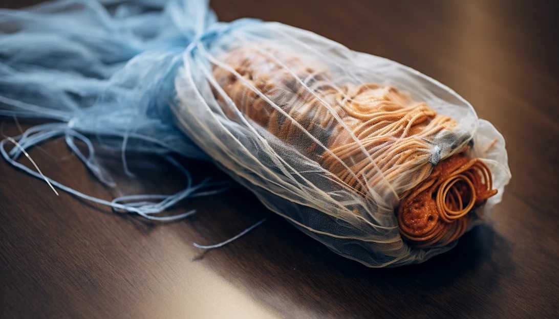 Here's an image of a discarded hairnet and shrink wrap, highlighting the foreign material found inside the recalled protein bars. Taken with a Canon EOS R6.