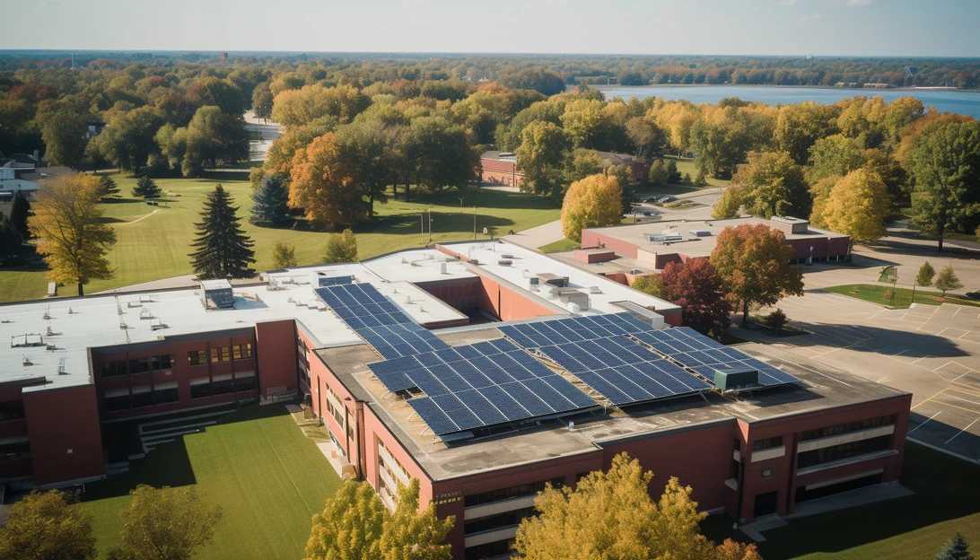A stunning aerial shot of the Wayne County Schools with their newly installed solar panels, captured with a Canon EOS R.