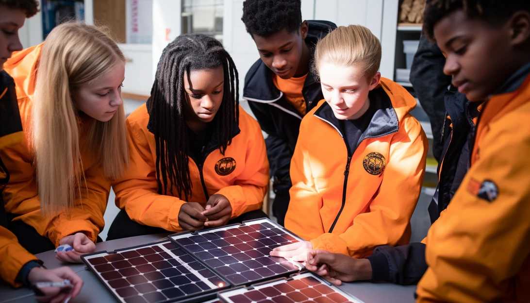 A close-up image of a group of Wayne County students learning about solar energy in their classroom, photographed using a Sony A7 III.