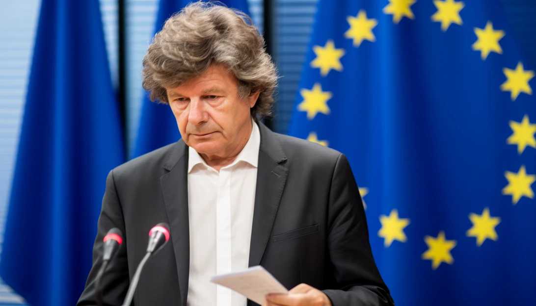 European Commissioner for Internal Market Thierry Breton speaking during a news conference (taken with Nikon D850)