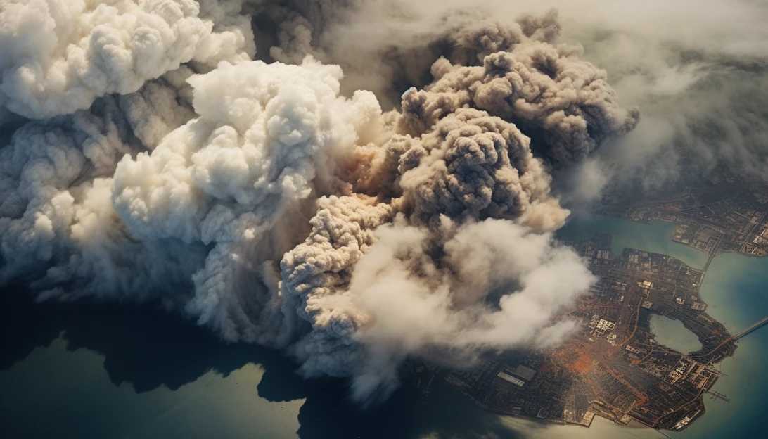 Aerial view of the debris and smoke engulfing the Florida coast moments after the explosion of the Space Shuttle Challenger. (Taken with a Nikon D850)