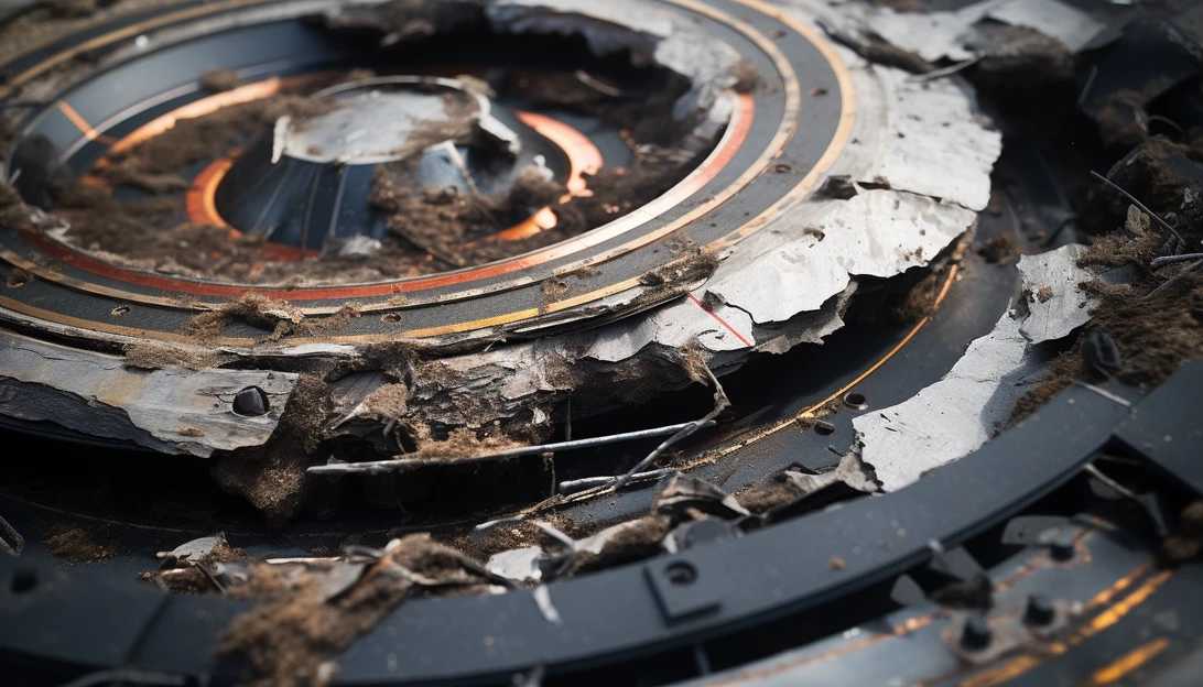 Close-up shot of recovered fragments of the Challenger, including a damaged O-ring seal, highlighting the investigation into the disaster. (Taken with a Sony Alpha a7R III)