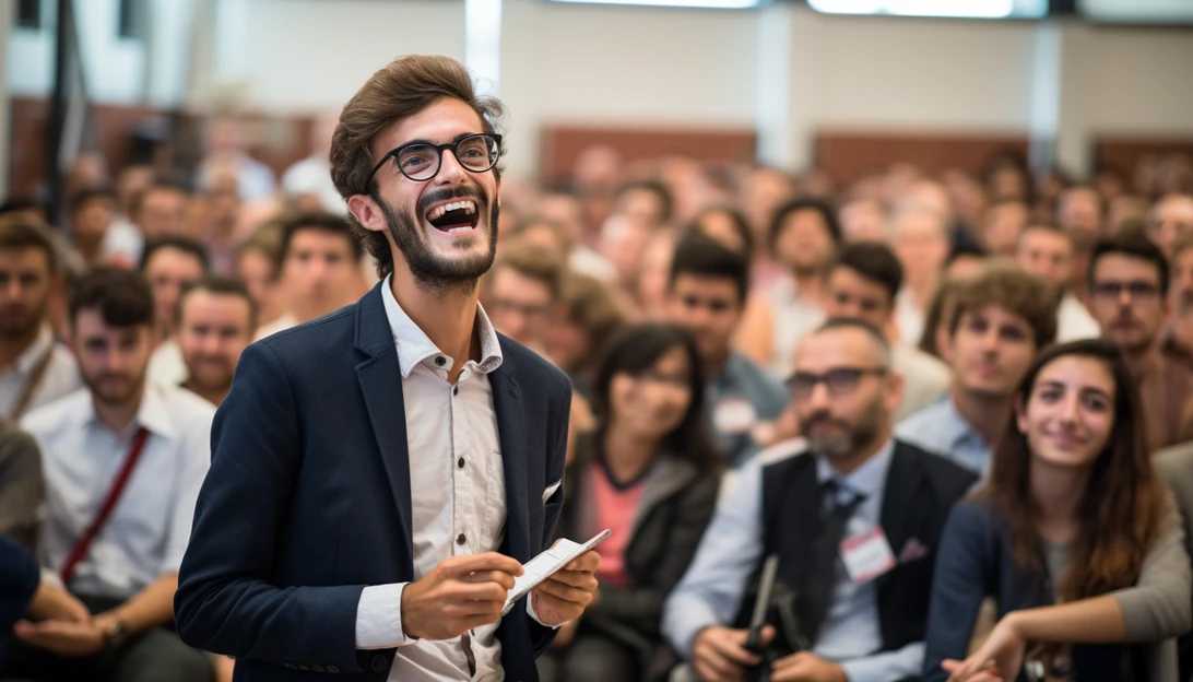 A photo of Liyam Chitayat, the Israeli PhD student at MIT, passionately speaking during his rebuke, taken with a Canon EOS R5