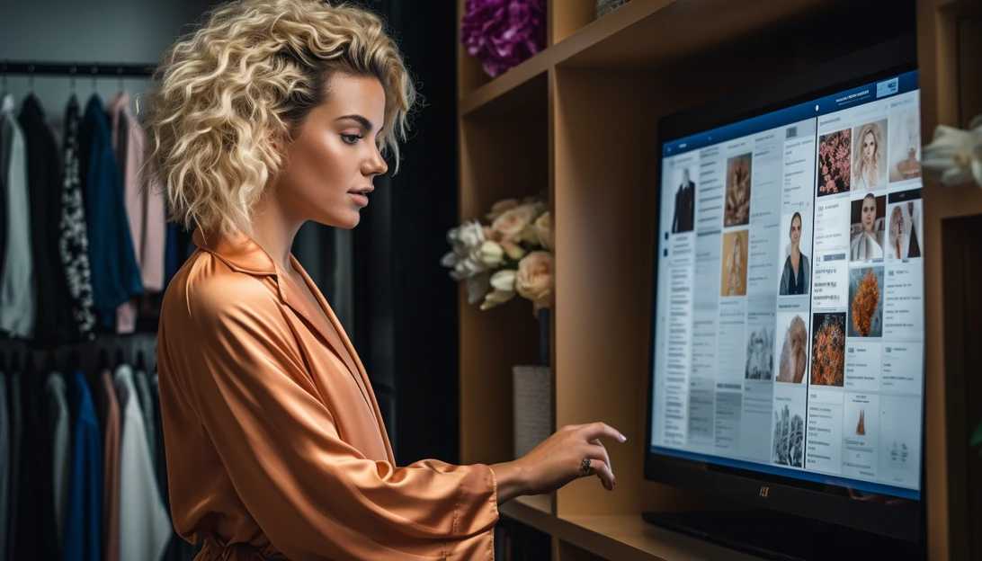 A woman browsing through an online clothing store, utilizing MySizeID's algorithm to determine the right size for her. [Photo taken with Nikon D850]