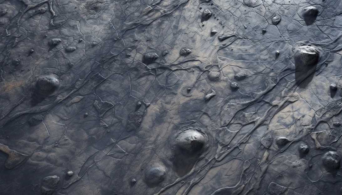 A close-up shot of the intricate patterns of hollows on Mercury's surface, providing clues about the presence of volatiles, taken with a Sony Alpha A7 III.