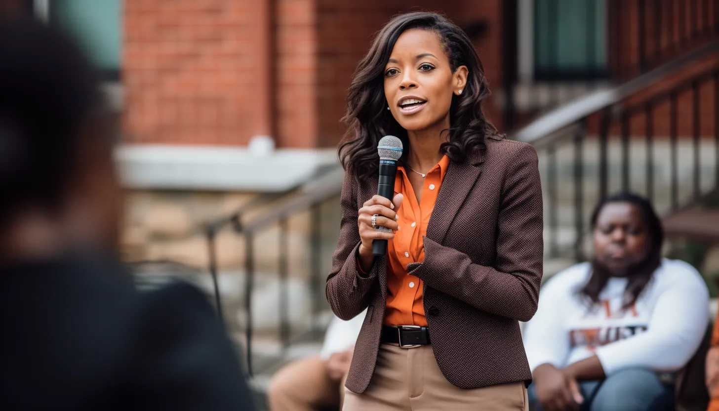 St. Louis Mayor Tishaura Jones at a community event, conveying a leader's responsibility towards ensuring city safety. Taken with Sony Alpha a7R III.