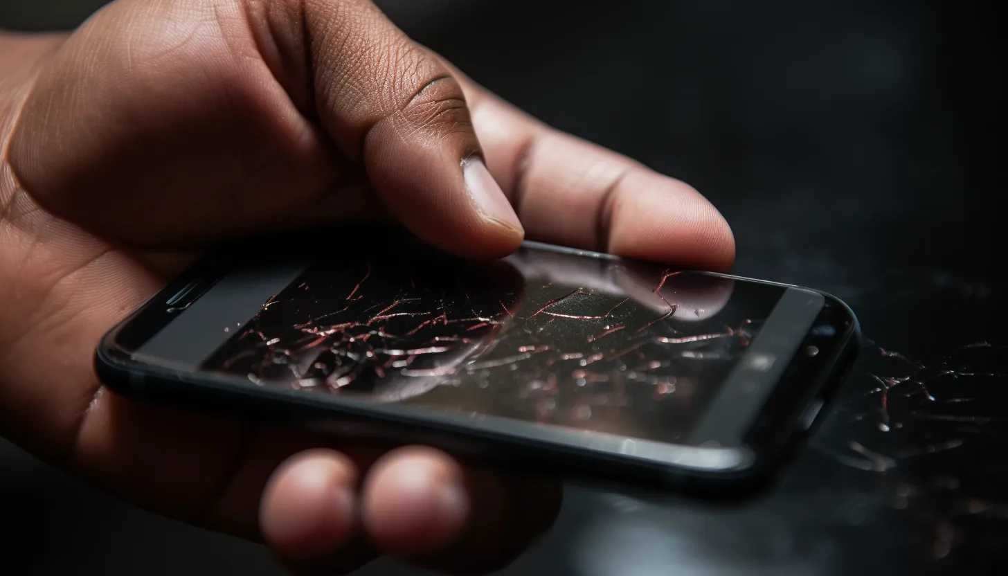A close-up shot of a person's hand scrolling through a phone screen, taken with Canon EOS R5. To symbolize the routine life in the digital age and the threat lurking in the background.