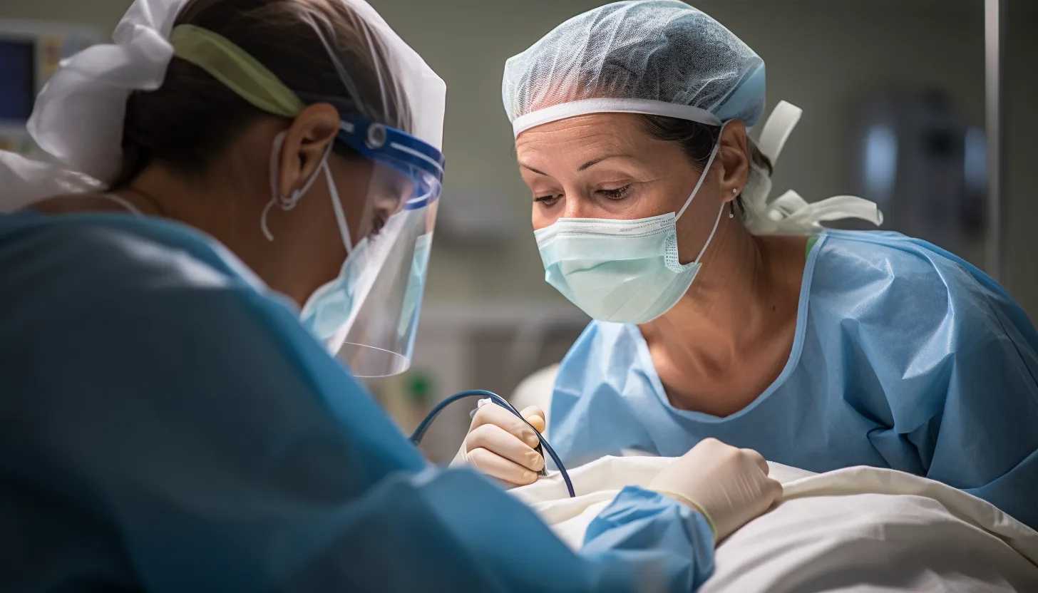 A high-definition image of a nurse administering the COVID-19 booster shot to a patient, emphasizing the significance of the booster shot campaign. The setting should feel sterile and hospital-like. The nurse should appear dedicated and the patient relieved. Taken with a Canon EOS 5D Mark IV.
