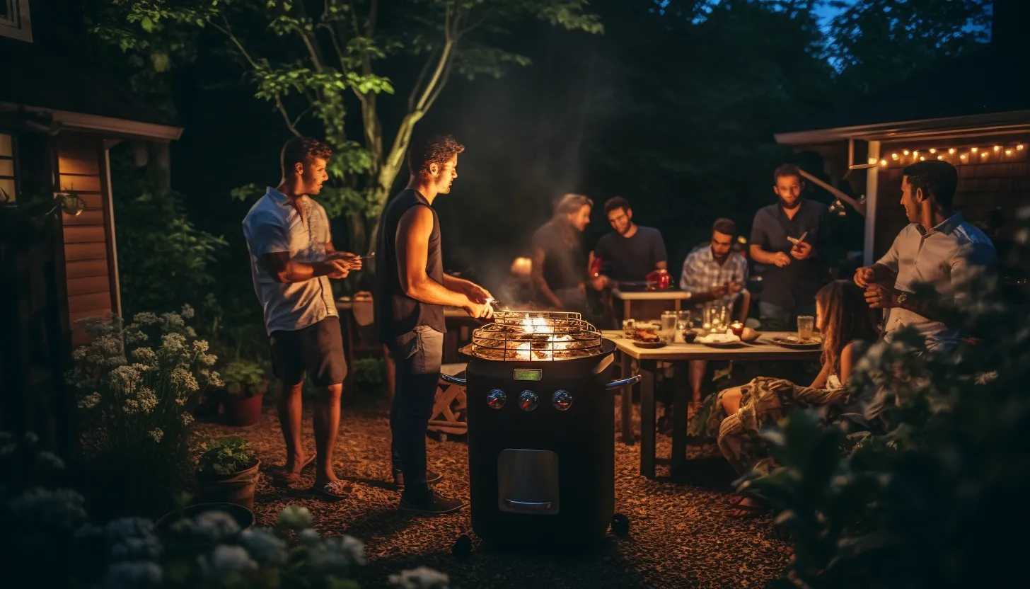 A photo showing a peaceful Massachusetts party with friends celebrating together, taken with a Nikon D850.