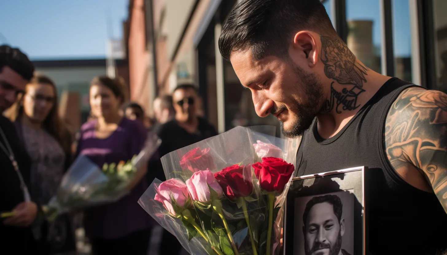 A heartfelt photo of Brian Diaz, the brother of the victim, honoring Abraham Diaz's memory, taken with a Sony Alpha a7 III.