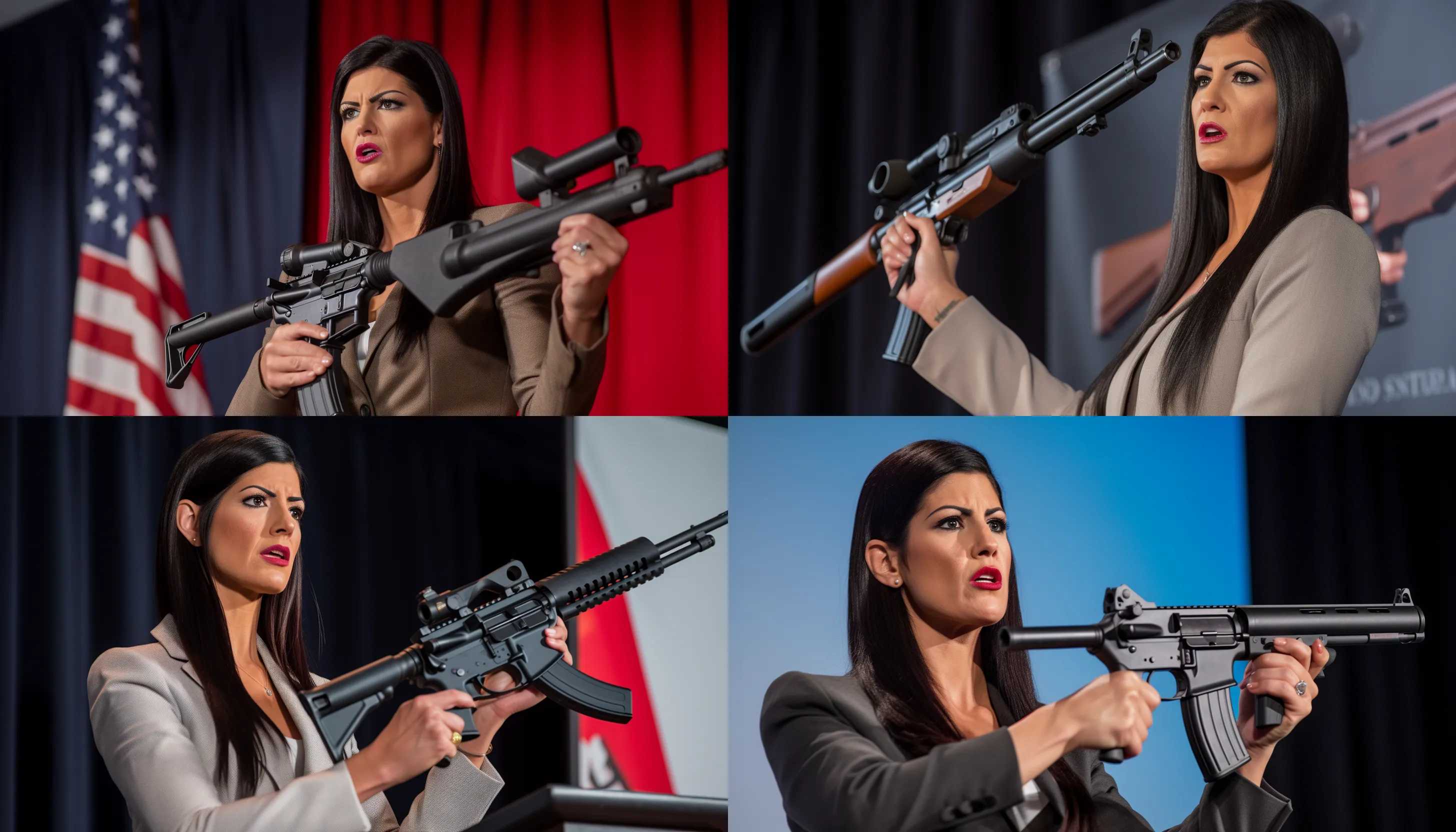 A photo of NRA spokesperson Dana Loesch speaking at a press conference, explaining the organization's objections to the proposed firearms background check rule. Taken with a Canon EOS 5D Mark IV.