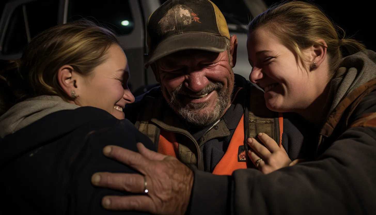 A photo of Tim Dean, the dedicated Nebraska truck driver, with his family celebrating his achievement of five million miles. (Taken with Canon EOS 5D Mark IV)