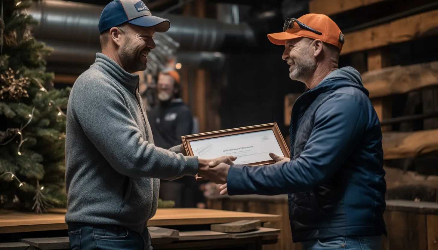 A heartwarming picture of Tim Dean receiving a certificate of achievement from Chad Dittberner, a senior vice president at Werner Enterprises. (Taken with Sony Alpha a7 III)