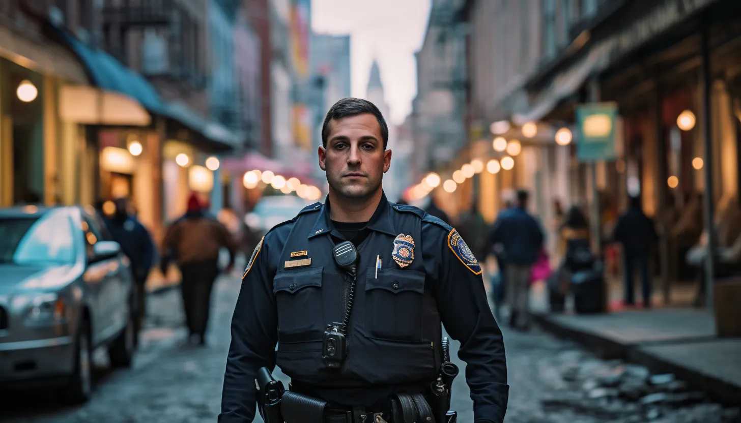 A Philadelphia police officer patrolling the city streets. [Photo prompt: Police officer on duty, taken with Sony Alpha A7III]