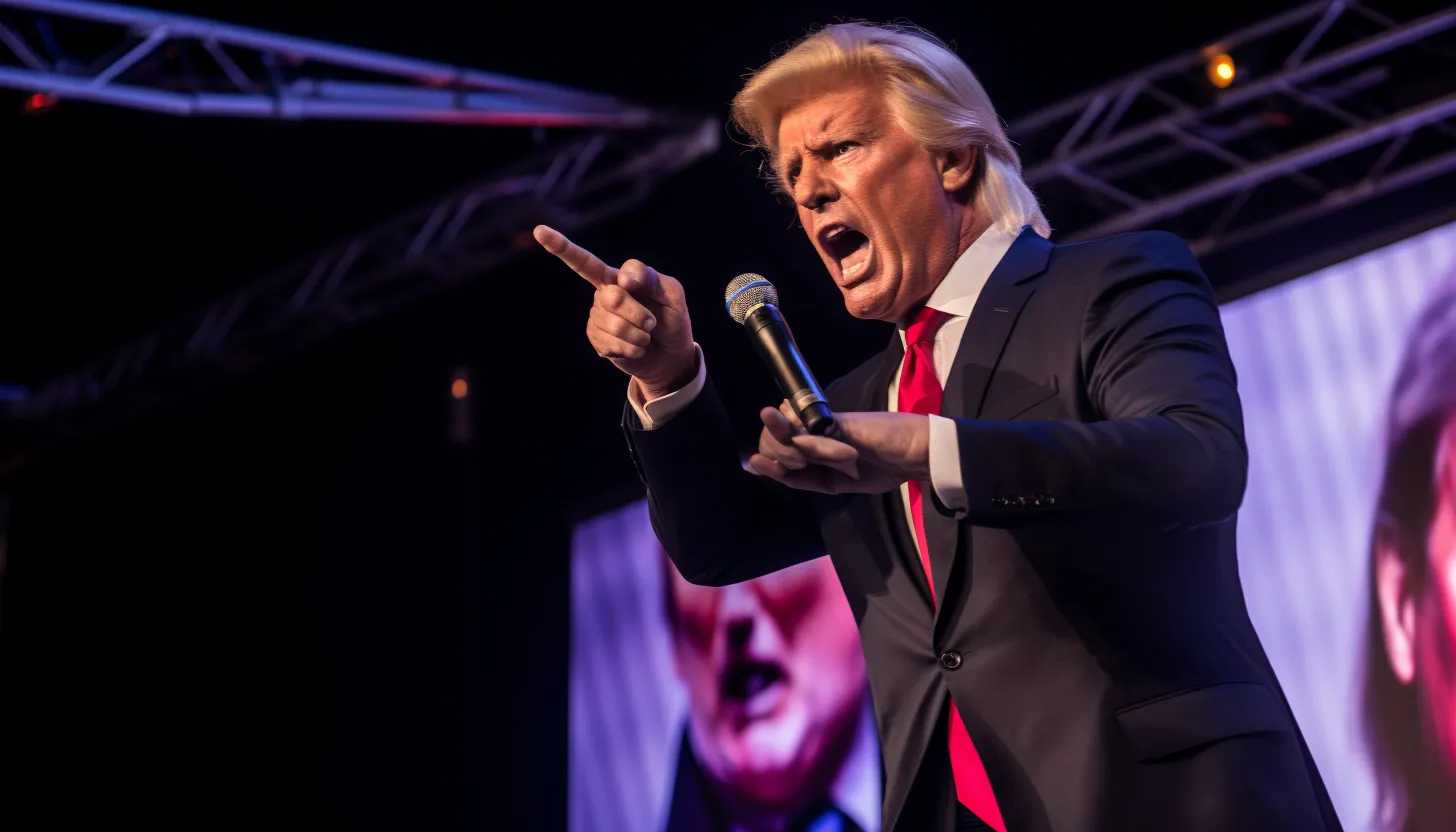 Renowned businessman and former President Donald Trump addressing a crowd at a Truth Social event, expressing his vision for the future of social media. (Taken with Canon EOS 5D Mark IV)