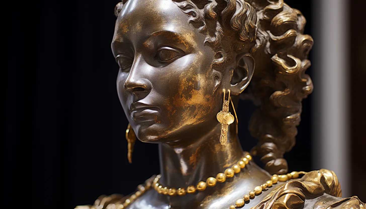 A close-up photo of the seized bronze bust 'Portrait of a Lady' taken with a Canon EOS 5D Mark IV.