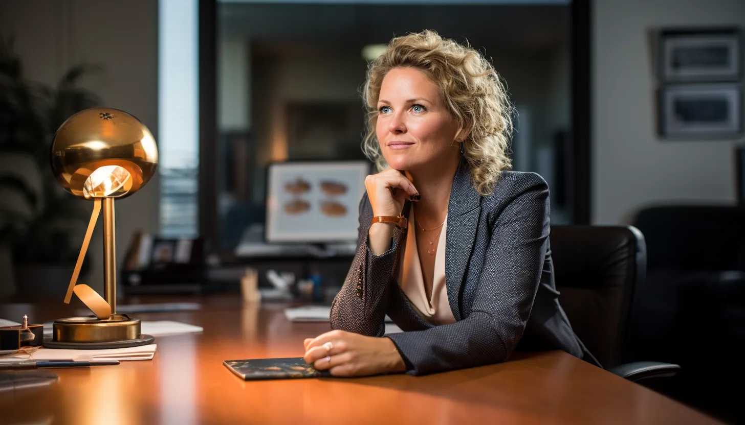 A portrait of Abigail Ross Hopper, president of the Solar Energy Industry Association, in her office, in discussion with her team, representing leadership in the solar industry. Taken with a Nikon D850.