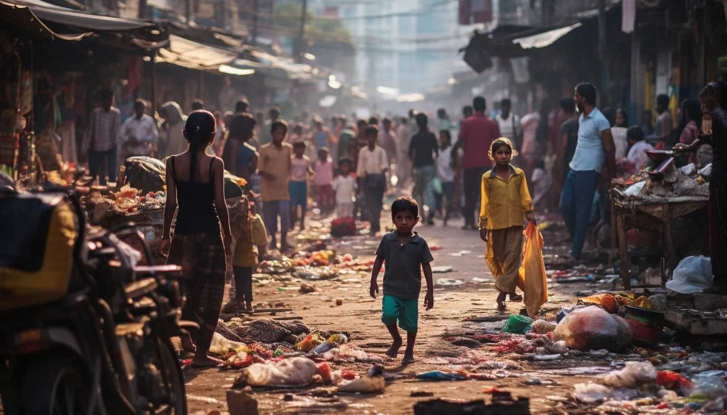 A photo of Mumbai's bustling streets, where Jacqueline Fritschi-Cornaz first encountered the street children, capturing the reality of extreme poverty, taken with a Canon EOS 5D Mark IV.