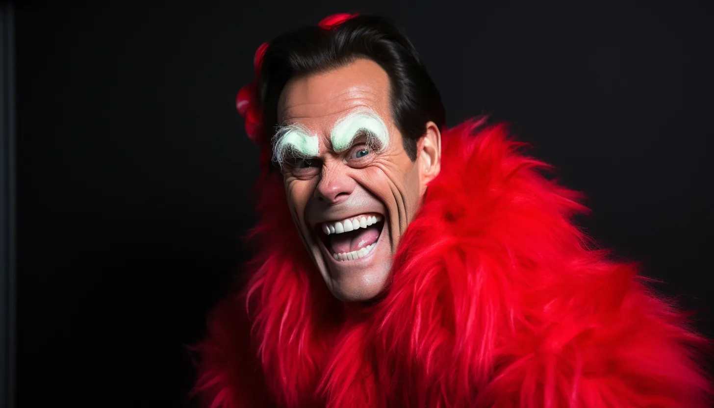 Jim Carrey in full Grinch costume, captured with a Nikon D850