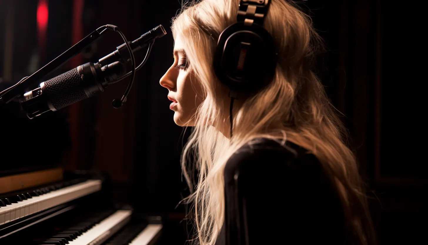 Taylor Momsen recording 'Where Are You Christmas?' in a professional studio, photographed with a Sony Alpha a7 III