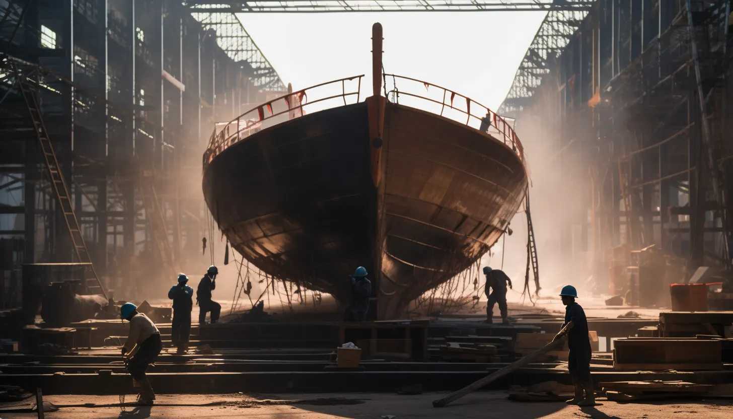 North Korean shipbuilders constructing a vessel in a shipyard taken with a Sony Alpha a7R III