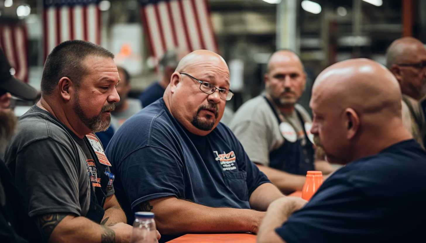 A picture of a United Auto Workers union meeting, where members discuss and strategize their approach to the negotiations, taken with a Sony Alpha A7 III.