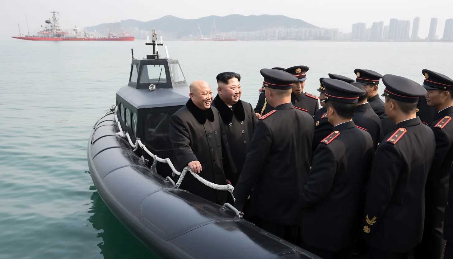 North Korean leader Kim Jong Un attending the submarine's launch ceremony on Wednesday, captured with a Nikon D850.