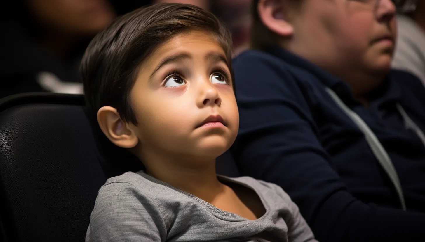A close-up photo of a child's curious expression as they listen to a grandparent recount their memories of 9/11, taken with a Nikon D850.
