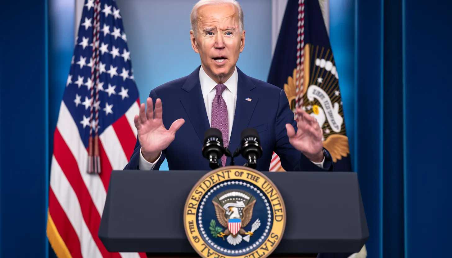 A photo of President Joe Biden speaking from the White House, capturing his determination and resolve to address the economic challenges. (Taken with a Canon EOS 5D Mark IV)
