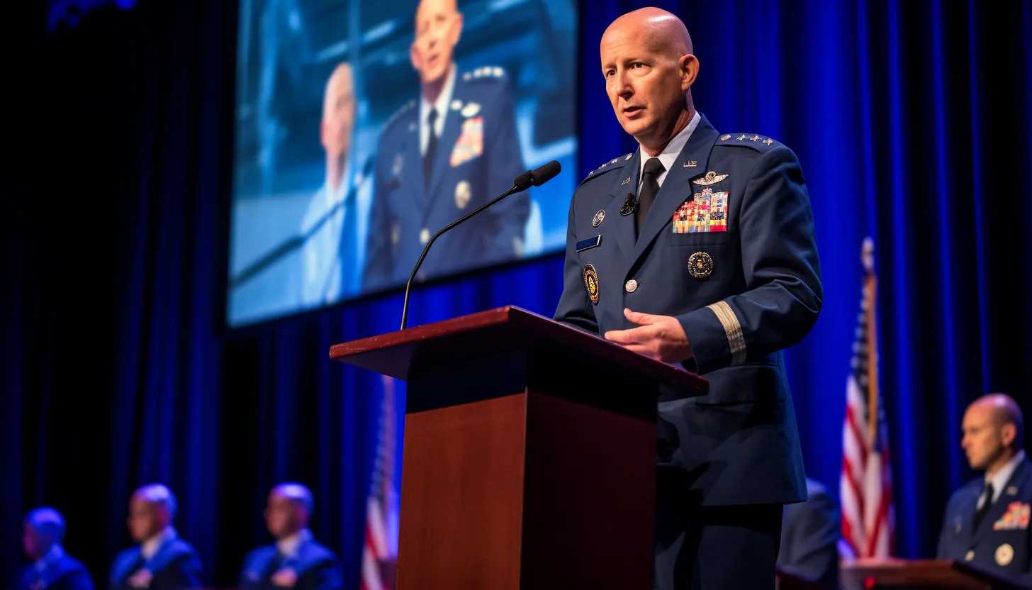 Air Force Secretary Frank Kendall delivering a keynote address at the Air & Space Forces Association's 2023 Air, Space & Cyber Conference. (taken with Nikon D850)